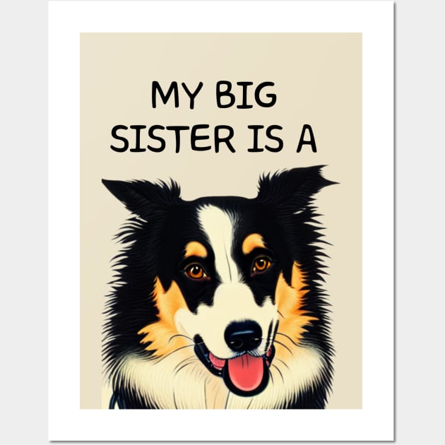 Border Collie Sister Pet in the Family Wall Art by Mochabonk